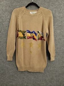 Vintage Adrienne Vittadini Petites Sweater Womens Small Long Sleeve Beige Knit - Picture 1 of 13