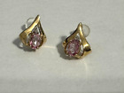 10k Yellow Gold Pink Sapphire Earrings With Diamond Accent