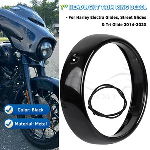 Bisel de anillo de ajuste de faros negro de 7" para Harley Street Glide Ultra Limited FLHTK - Imagen 1 de 14