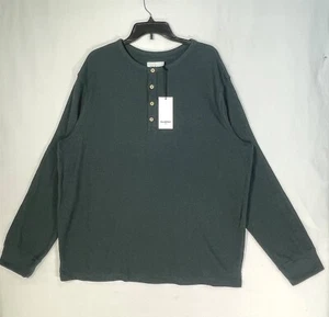 Goodfellow Knit Henley Shirt Mens XXL Long Sleeve Stretch Dark Green - Picture 1 of 14