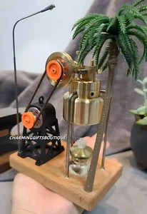 Mini Vintage Live Steam Engine Model With Brass Boiler Generator Motor Gift Toy - Picture 1 of 12