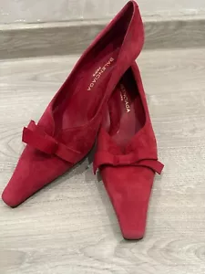 Balenciaga Paris RED Suede Leather Heels Size 38 - Picture 1 of 13