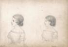 PORTRAITS D'AUGUSTA & VIRGINIE MONTRICHER - Dessin au crayon - 19ème SIÈCLE