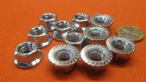 Zinc Class 10 Steel, Flanged Serrated Hex Nuts RH, M10 x 1.5 x 15 mm W 50 Pc - Picture 1 of 12
