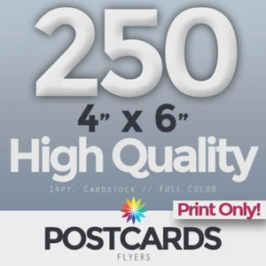 250 POSTALES/VOLANTES A TODO COLOR 4""X6"" - AMBOS LADOS - ¡SOLO IMPRESIÓN! ENVÍO GRATUITO - Imagen 1 de 9