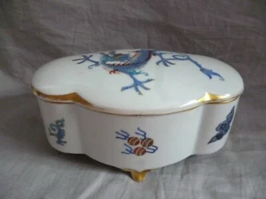 Baensch Lettin Art Deco Lidded Box Bonboniere Hand Painted Blue Dragon - Picture 1 of 13