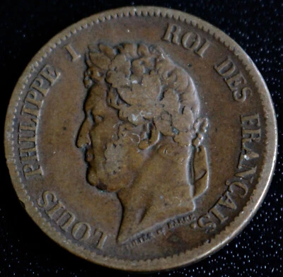 1841 A FRENCH COLONIES - 5 CENTIMES - BRONZE - Louis Philippe I - Image 1 of 4