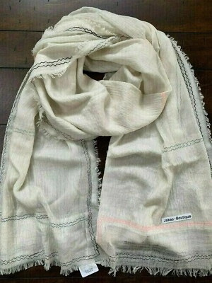 Новый с Ярлыками Eileen Fisher органический хлопок белый/кость вышитый шарф/обертка - Изображение 1 из 4