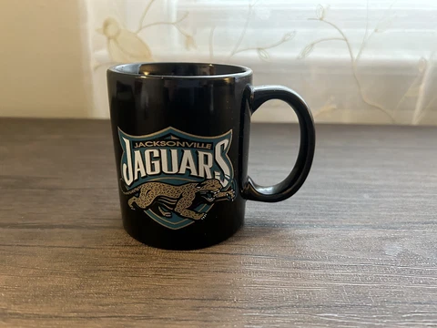 Vintage Jacksonville Jaguars Coffee Mug Cup By Linyi Black Old Logo NFL Football Cover