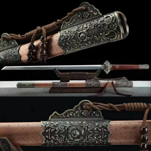 Funda de Cobre Tang Dao Chino KUNGFU Sable Espada Doblada Patrón de Acero Hoja Afilada - Imagen 1 de 9