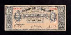 F.C. MEJICO MEXICO , 10 PESOS CHIHUAHUA 1914 , MBC ( VF ) , P.S533g . - Imagen 1 de 2