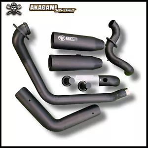 Exhaust Custom Fits For Harley Davidson V-Rod 2 Into 2 BBC Type Full Black - Picture 1 of 5