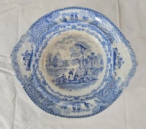J & M P Bell ITALIAN LAKES Blue Transfer Footed Round Vegetable Bowl 1869 - Picture 1 of 12