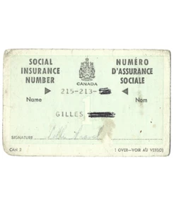 VINTAGE ORIGINAL CANADIAN SOCIAL INSURANCE NUMBER CARD - Picture 1 of 2