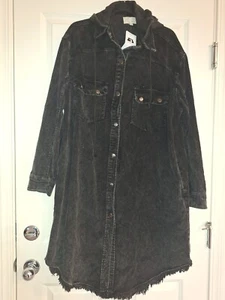 Oli & Hail mineral washed corfuroy button down long hoodie size M - Picture 1 of 7