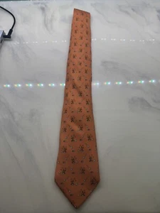 Hermes Authentic Orange 100% Silk Tie - Rabbit/Golf Ball - Picture 1 of 4