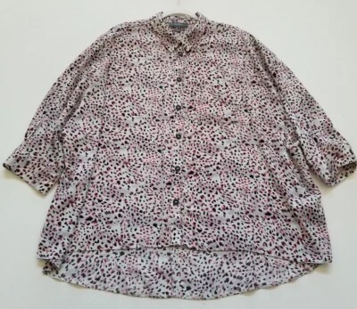 Primark Tunic Button Up Shirt Women’s 16 Multicolor Animal Print ¾ Sleeves Flowy - Image 1 of 4