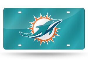 Miami Dolphins NFL Teal Reflective Lasercut License Plate Wincraft