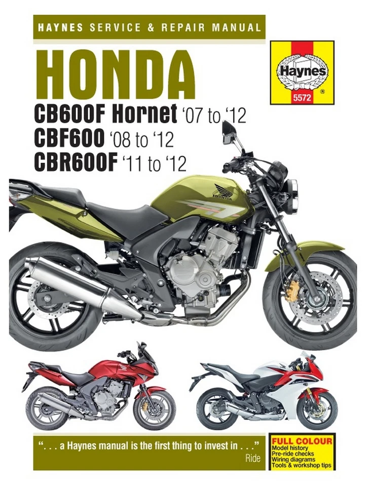 Manual de reparación/servicio Haynes '07-12 Honda CB600 Hornet CBF600 CBR600F (M5572) Foto 1 de 1