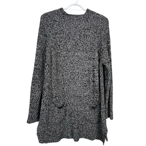 Suéter túnica para mujer Chaus New York XL negro jaspeado tejido mangas largas bolsillos - Imagen 1 de 7