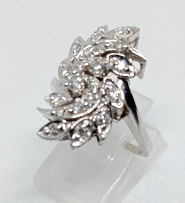 STAMPED 14K WHITE GOLD DIAMOND RING SIZE 6.5 - Image 1 of 4