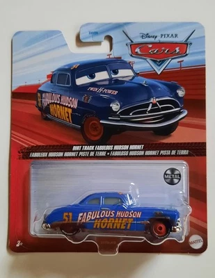 NUOVO CARS Disney pixar DIRT TRACK FABULOUS HUDSON HORNET DOC Mattel maclama - Immagine 1 di 4