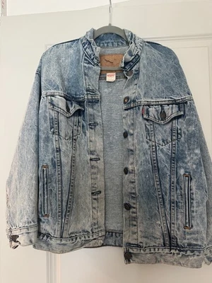 Levi's джинсовой ткани на пуговицах водитель грузовика куртка винтажный размер L - сделано в США - искусственно состаренный - Изображение 1 из 4