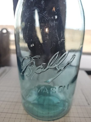 1915 VINTAGE BALL MASON JAR HALF GALLON CORNFLOWER BLUE - Image 1 of 4