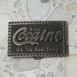 1977 Matusik & Sons Chicago parody slogan belt buckle, vintage pewter tone - Picture 1 of 3