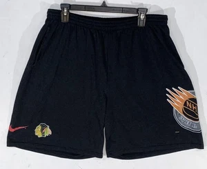 Pantalones Cortos Nike NHL Street Chicago Blackhawks Hechos en EE. UU. Talla XL - Negros Raros De Colección - Imagen 1 de 15