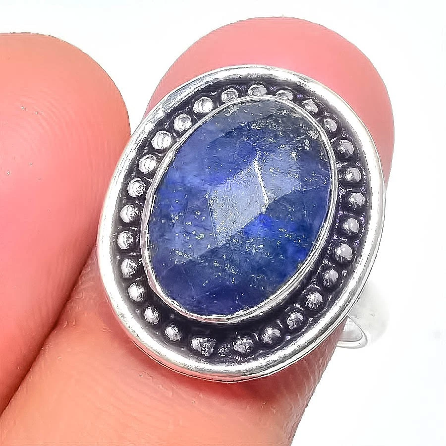 Lapis Lazuli Gemstone 925 Sterling Silver Jewelry All Size Ring For Gift - Image 1 of 1