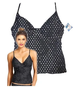ATHLETA Womens Underwire BLACK DOT LEILA TANKINI TOP Swim Paddle NWT 36 D/DD - Picture 1 of 4