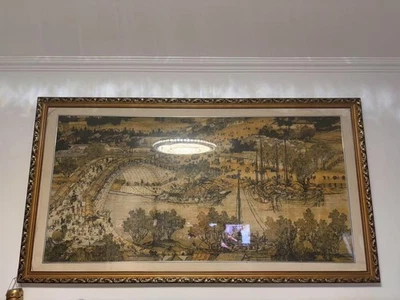 Escena junto al río Qingming bordada a mano de 2 metros Foto 1 de 4