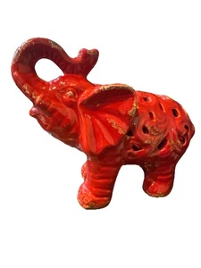 Rote Keramik Elefant Figur in sehr gutem gebrauchten Zustand 7,5”T x 9”L x 5”B - Bild 1 von 8