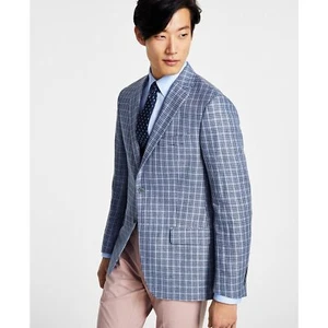 Abrigo deportivo Lauren Ralph Lauren para hombre de lino a cuadros azul talla 42R - Imagen 1 de 4