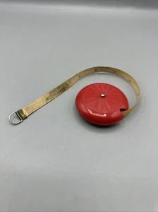 Vintage West Germany 60" Tape Measure Red Plastic Case Round Works - Picture 1 of 7