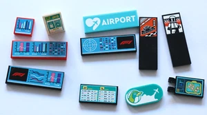 LEGO® Used Tiles with Stickers Airport Racing Cars Computer Screens - Picture 1 of 10