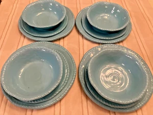 Tommy Bahama coastal, turquoise Melamine Dish Set | Bowls Salad Dinner Plates - Picture 1 of 10