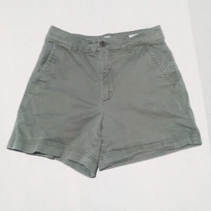 Gap Girlfriend Khaki Short-Size 6-Flat Front Chino-Olive Green-Pockets-Preppy - Picture 1 of 9