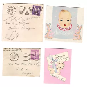 2 Baby Announcement Cards Mailed to Robert Logan in Talent Oregon - Picture 1 of 2