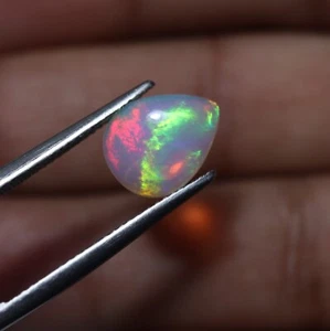 1.4 Cts 11.4x9 MM Natural AAA Flashy Multi Fire Ethiopian Opal Pear Cabochon - Picture 1 of 12