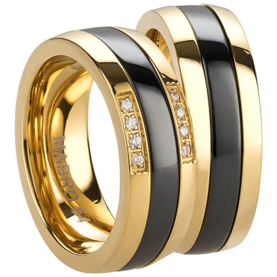 Ring Freundschaftsringe Partnerringe Verlobungsringe Edelstahl Keramik + Gravur - Bild 1 von 4