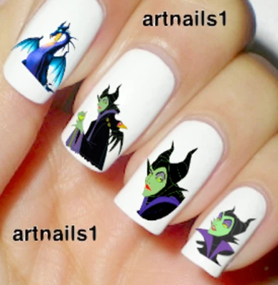 ARTNAILS.1 Maleficent Villain Disney Nail Art Dragon Water Decals Stickers Manicure Salon