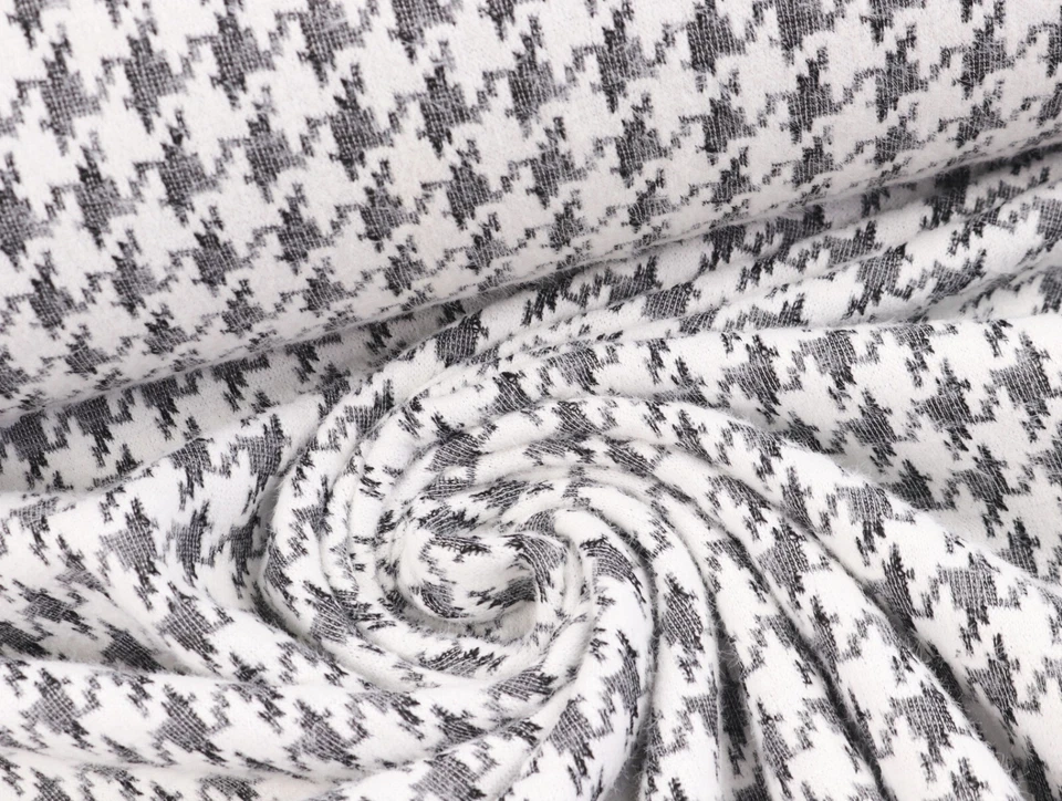 JACQUARD Strick Stoff super weich Hahnentritt Pepita SCHWARZ/WEIß EUR 19,98/m - Bild 1 von 3