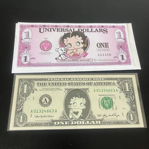 Betty Boop 1 One Dollar Schein Pink Universal Studios Währung Vintage - Bild 1 von 10