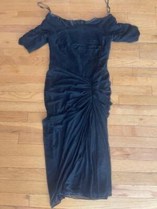 NWT TADASHI SHOJI ASYMMETRICAL RUCHED MESH DRESS SIZE LARGE (dr900 - Picture 1 of 4