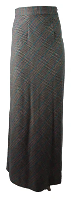 Falda larga recta de lana a cuadros azul rojo amarillo negra talla 2 de EE. UU. para mujer Foto 1 de 4