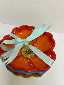 Laurie Gates Hisbiscus Fruit Bowls Floral 5.5" Set of 4 - Picture 1 of 4