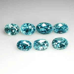 Piedras preciosas naturales brillantes sin tratar de circón azul de 11,75 quilates 7 piezas 6 mm Camboya - Imagen 1 de 1