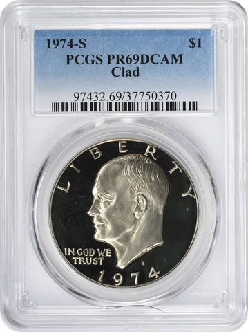 1974-S Clad Eisenhower Ike Dollar PR69DCAM PCGS Proof 69 Deep Cameo Cover